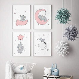 Clouds Elephant Pink set