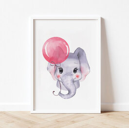 Elephant with Pink Balloon