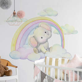 Cute Elephant and Rainbow