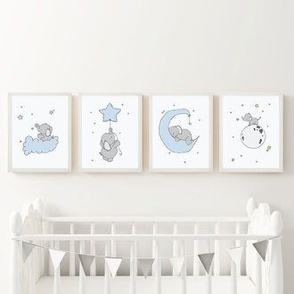 Clouds Elephant Blue Set