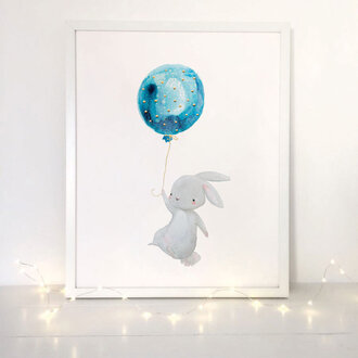 Little Bunny with Blue Balloon