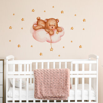 Pink Teddy Catching Stars